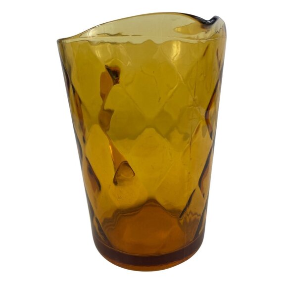 Hazel Atlas Amber Diamond-Pattern Glass Pitcher With Handle Vintage Style - Picture 7 of 12